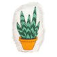 Green and leafy eco-friendly dog toy shaped like a snake plant in a terracotta pot. Made with durable canvas and plush cotton sherpa. All materials are non-toxic and vegan-friendly.