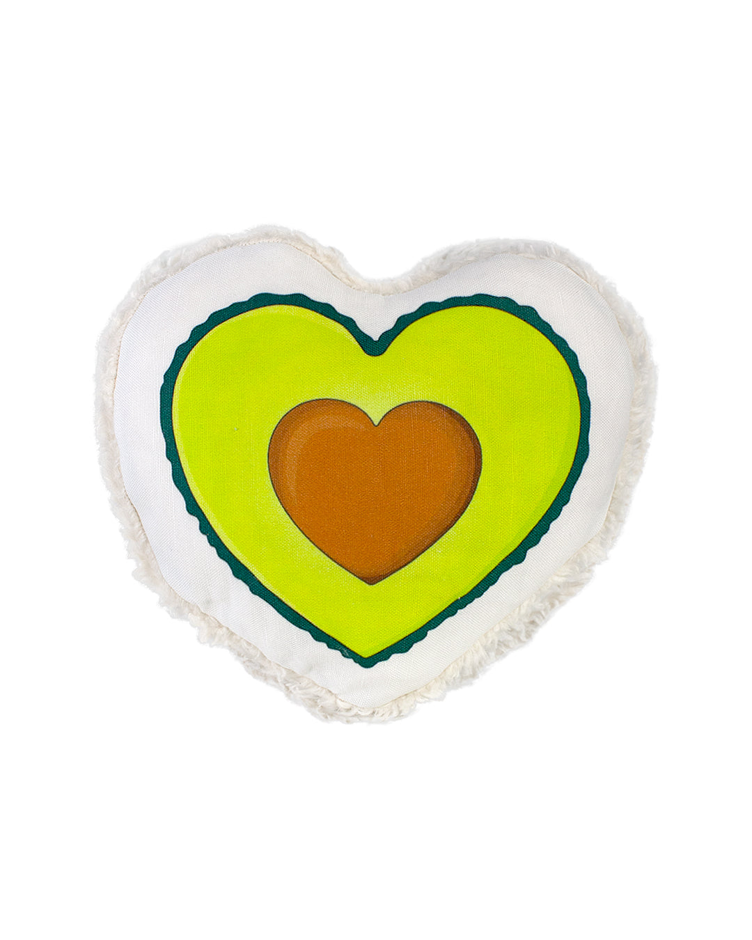 Eco-friendly dog toy shaped like an avocado that’s in the shape of a heart. Made with durable canvas and plush cotton sherpa. All materials are non-toxic and vegan-friendly. 